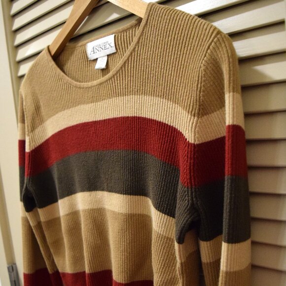 Vintage Annex Ribbed Striped Sweater – 90s/00s Y2K Cropped Top - Picture 4 of 6